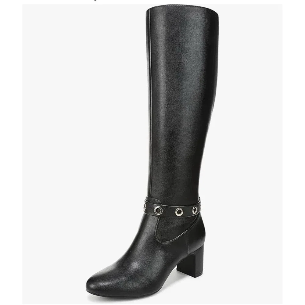 👢LifeStride Tansy Women's Knee-High Fashion Boot Black Size 8W - Block Heel👢
